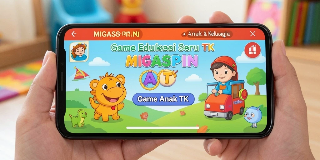 Antarmuka permainan MIGASPIN yang ceria dan interaktif.