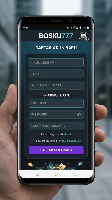 Tampilan halaman daftar bosku777